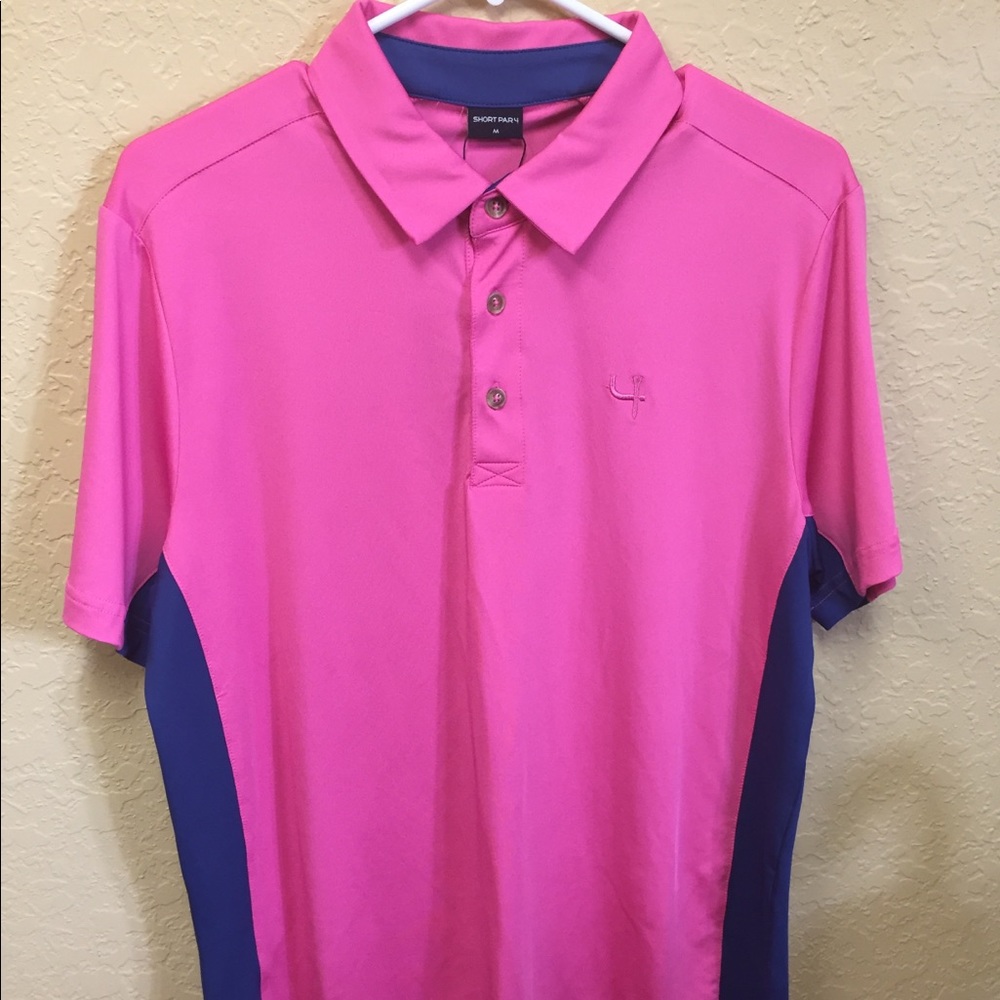 NWT Pink and navy ShortPar4 medium golf polo